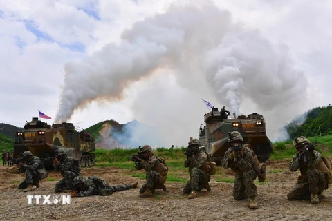 Lính thủy đánh bộ Hàn Quốc, Mỹ tiến hành tập trận chung