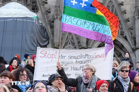 Đức biểu tình phản đối các vụ tấn công ở Cologne. (Nguồn: AFP/TTXVN)