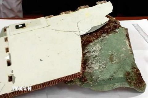 Một trong những mảnh vỡ của máy bay MH370 được tìm thấy tại Wartburg, Nam Phi ngày 7/3. (Nguồn: AP/TTXVN) 
