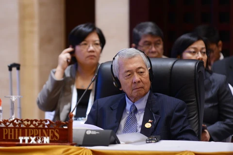 Ngoại trưởng Philippines Perfecto Yasay tại Hội nghị Ngoại trưởng các nước ASEAN với Trung Quốc ở Vientiane, Lào ngày 25/7. (Nguồn: THX/TTXVN
