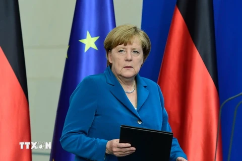 Thủ tướng Đức Angela Merkel phát biểu tại cuộc họp báo ở Munich ngày 23/7. (Nguồn: AFP/TTXVN) 