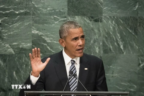 Tổng thống Mỹ Barack Obama phát biểu trước Đại hội đồng Liên Hợp quốc ở New York, Mỹ ngày 20/9. (Nguồn: AFP/TTXVN) 