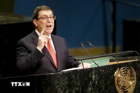 Ngoại trưởng Cuba Bruno Rodriguez tại phiên họp của Đại hội đồng Liên hợp quốc ở New York ngày 26/10. (Nguồn: AP/TTXVN)