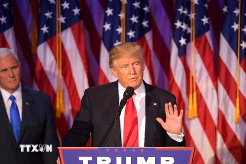Tổng thống đắc cử Mỹ Donald Trump phát biểu tại New York. (Nguồn: AFP/TTXVN)