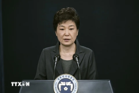 Tổng thống Hàn Quốc Park Geun-hye phát biểu tại thủ đô Seoul ngày 4/11. (Nguồn: AP/TTXVN) 