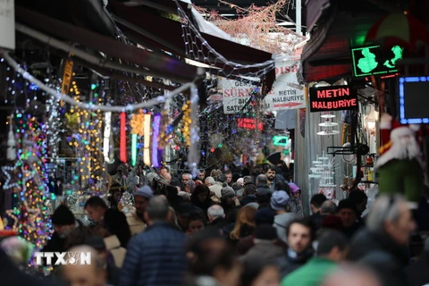 Người dân mua sắm tại một khu chợ ở Istanbul, Thổ Nhĩ Kỳ ngày 8/12. (Nguồn: EPA/TTXVN) 
