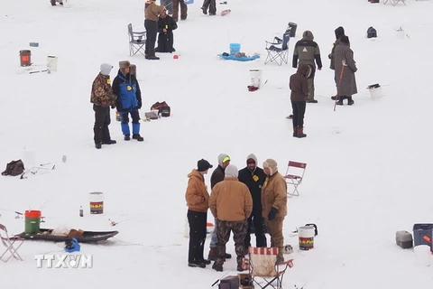 Lạnh thấu xương tại lễ hội câu cá trên băng ở Hàn Quốc