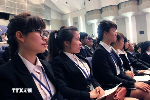151 ứng viên y tá và điều dưỡng viên Việt Nam tham dự Lễ khai giảng Chương trình đào tạo tiếng Nhật. (Nguồn: TTXVN)