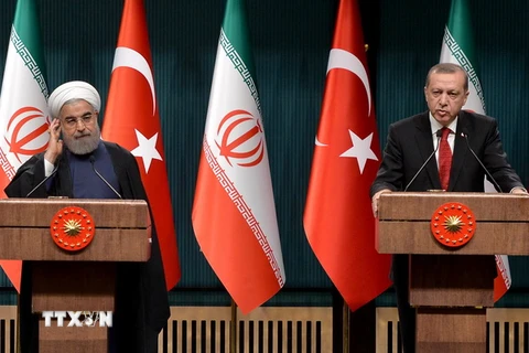 Tổng thống Iran Hassan Rouhani (trái) và người đồng cấp Thổ Nhĩ Kỳ Tayyip Erdogan (phải). (Nguồn: AFP/TTXVN)