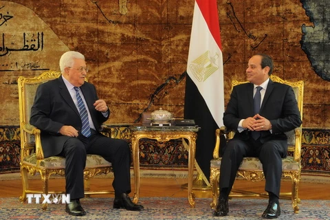 Tổng thống Ai Cập Abdel Fattah El-Sisi (phải) đã có cuộc hội đàm với người đồng cấp Palestine Mahmoud Abbas (trái) tại Cairo. (Nguồn: AFP/TTXVN) 