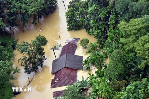 Cảnh ngập lụt tại Kaluthara, Sri Lanka ngày 26/5. (Nguồn: EPA/TTXVN) 