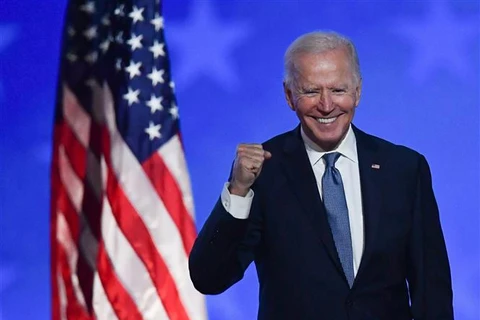 Ứng viên Tổng thống của đảng Dân chủ Mỹ Joe Biden trong cuộc họp báo kết thúc Ngày Bầu cử, tại Wilmington, bang Delaware sáng 4/11/2020 (giờ địa phương). Ảnh: AFP/TTXVN