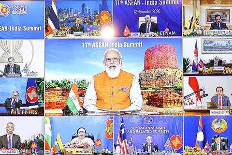 Thủ tướng Ấn Độ Narendra Modi phát biểu khai mạc Hội nghị Cấp cao ASEAN - Ấn Độ lần thứ 17. (Thống Nhất/TTXVN)