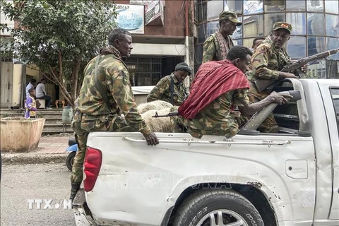 Lực lượng dân quân khu vực Amhara của Ethiopia tham gia chiến đấu cùng lực lượng liên bang chống lại các lực lượng gây bất ổn tại vùng Tigray. Ảnh minh họa: AFP/TTXVN