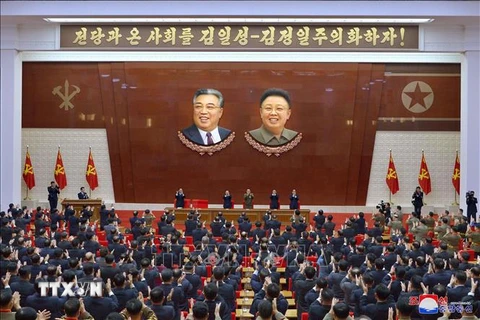 Toàn cảnh lễ trao chứng nhận cho các đại biểu về dự Đại hội đại biểu toàn quốc Đảng Lao động Triều Tiên tại Bình Nhưỡng, ngày 30/12/2020. Ảnh: YONHAP/TTXVN