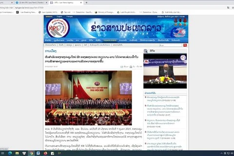 Bài viết 'Thành công của Đại hội Đảng hai nước Việt Nam - Lào góp phần cho sự ổn định và phát triển của khu vực' được đăng trên trang nhất của Pathet Lao. (Ảnh chụp màn hình) 