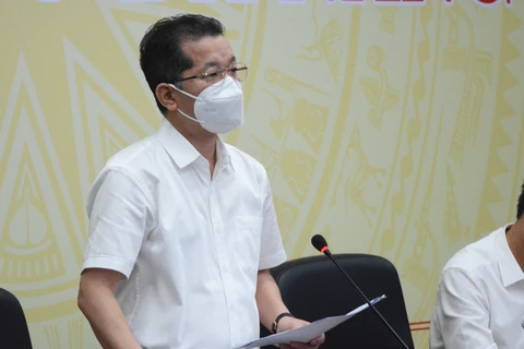 Bí thư Thành ủy thành phố Đà Nẵng Nguyễn Văn Quảng phát biểu tại buổi họp. (Ảnh: Văn Dũng - TTXVN)