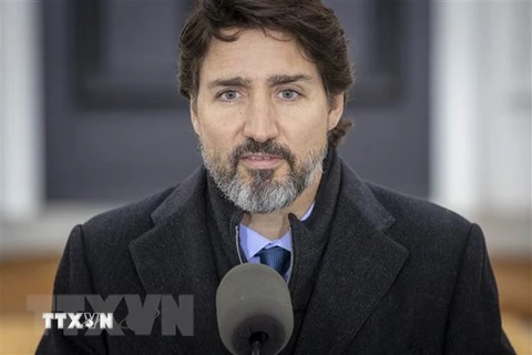 Thủ tướng Canada Justin Trudeau phát biểu tại Ottawa. (Ảnh: THX/TTXVN) 