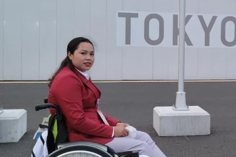 Vận động viên Nguyễn Thị Hải tại Paralympic Tokyo 2020. (Ảnh: TTXVN)