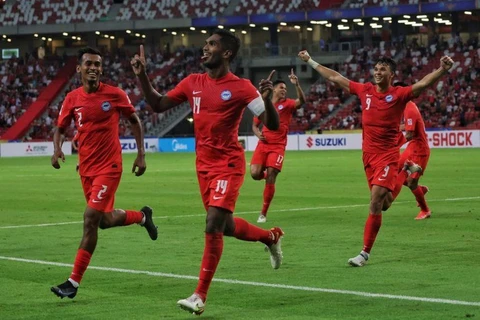 Singapore đã có chiến thắng 2-0 trước Timor Leste để cùng Thái Lan có được tấm vé vào Bán kết AFF Cup 2020.(Nguồn: Reuters.)
