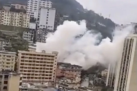 Hình ảnh vụ nổ tại Trùng Khánh ngày 7-1.(Ảnh: Weibo)