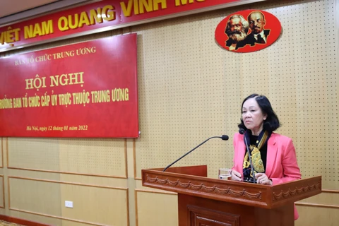 Trưởng Ban Tổ chức Trung ương Trương Thị Mai phát biểu. (Ảnh: TTXVN)