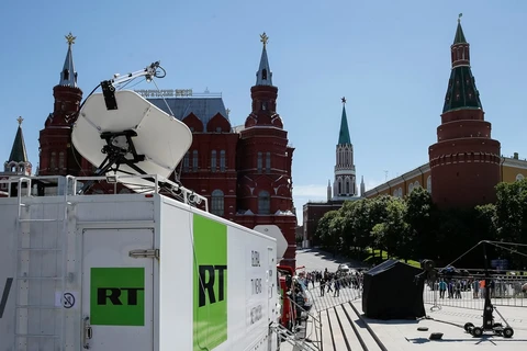 Biểu tượng của kênh truyền hình RT. (Ảnh: Reuters)