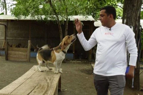 Anh Alfredo Pérez, 33 tuổi, là chủ sở hữu Escuela Canina de Nicaragua.(Nguồn: Laprensa)
