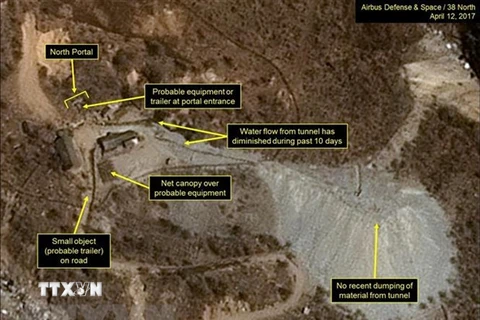 Ảnh chụp từ vệ tinh bãi thử hạt nhân Punggye-ri ở miền Bắc Triều Tiên. (Ảnh: AFP/TTXVN)