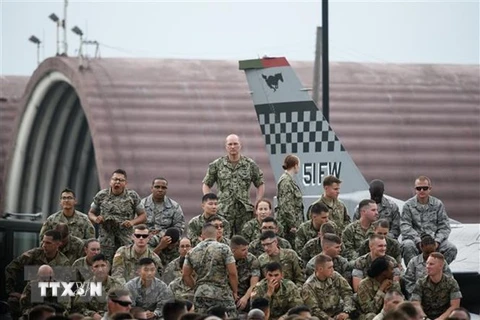Binh sỹ Mỹ tại căn cứ không quân Osan ở thành phố Pyeongtaek, Hàn Quốc. (Ảnh: AFP/TTXVN) 