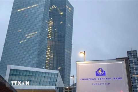 Tòa nhà trụ sở Ngân hàng Trung ương châu Âu (ECB) tại Frankfurt am Main, miền Tây Đức ngày 3/2/2022. (Ảnh: AFP/TTXVN) 