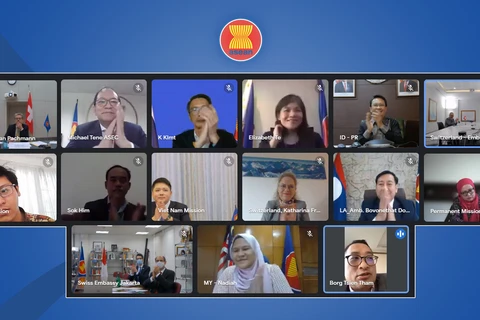Cuộc họp lần thứ 7 Ủy ban hợp tác chung theo lĩnh vực Hiệp hội các quốc gia Đông Nam Á (ASEAN)-Thụy Sĩ được tổ chức theo hình thức trực tuyến.(Nguồn: ASEAN)