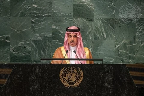 Ngoại trưởng Saudi Arabia, Hoàng tử Faisal bin Farhan Al-Saud phát biểu. (Nguồn: UN Photo)