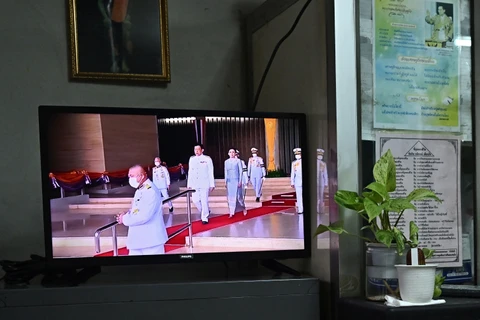 Nhà vua Thái Lan Maha Vajiralongkorn tới dự phiên họp Quốc hội tại Bangkok ngày 3/7/2023. (Ảnh: AFP/ TTXVN) 