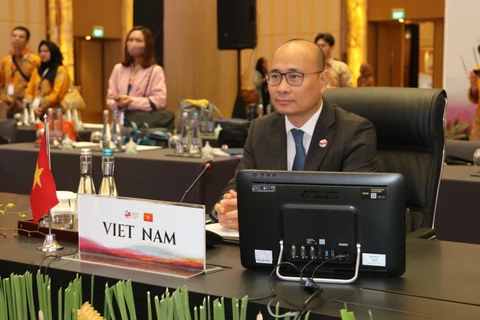 Đoàn Việt Nam tham dự Hội nghị Hội đồng Cộng đồng Kinh tế ASEAN (AECC) lần thứ 23. (Ảnh: Hữu Chiến/TTXVN)
