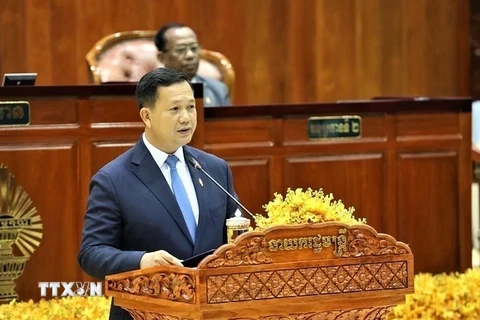 Thủ tướng Chính phủ Hoàng gia Campuchia nhiệm kỳ 7 Hun Manet. (Ảnh: AKP/TTXVN phát) 