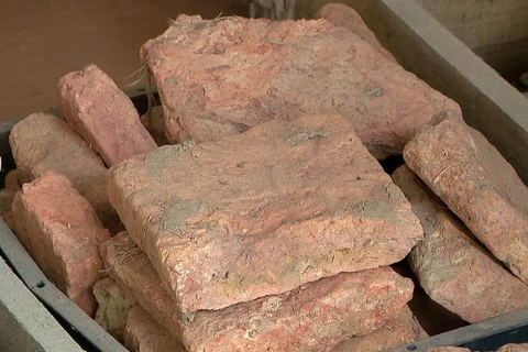 Hiện vật được khai quật tại di tích khảo cổ học Mán Bạc, thôn Bạch Liên, xã Yên Thành (Yên Mô, Ninh Bình). (Ảnh: Thùy Dung/TTXVN)