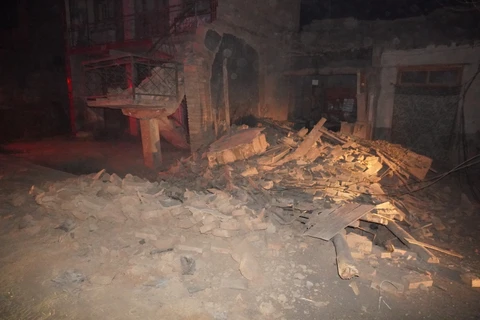 Hiện trường đổ nát sau động đất ở Khu tự trị Hồi Ninh Hạ, tỉnh Cam Túc, Trung Quốc ngày 19/12/2023. (Ảnh: THX/TTXVN)