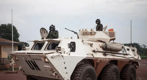 Binh sỹ thuộc Lực lượng gìn giữ hòa bình của Liên hợp quốc tại Cộng hòa Trung Phi. (Ảnh: AFP/TTXVN)