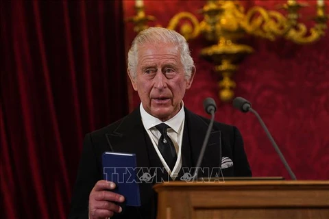 Vua Charles III phát biểu trước Hội đồng Tấn phong ở London, Anh. (Ảnh tư liệu: AFP/TTXVN)