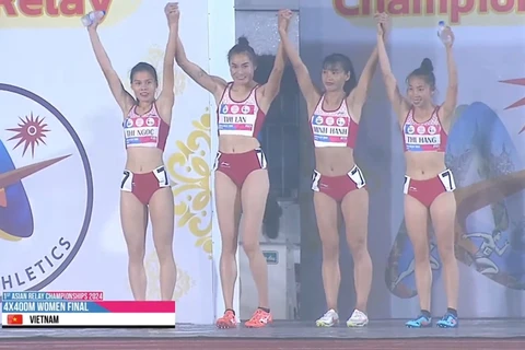 Đội 4x400m nữ Việt Nam xuất sắc phá kỷ lục quốc gia, giành HCV tại Giải điền kinh tiếp sức vô địch châu Á 2024. (Nguồn: Báo Cộng sản)