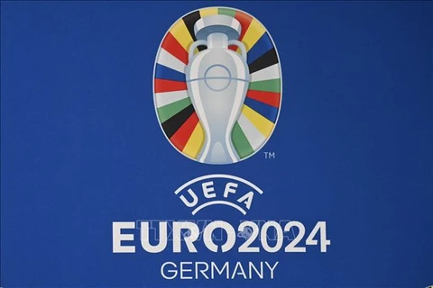 Biểu tượng UEFA Euro 2024 tại sân vận động Olympic ở Berlin, Đức. (Ảnh tư liệu: AFP/TTXVN)