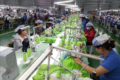 May hàng xuất khẩu tại một doanh nghiệp vốn đầu tư nước ngoài ở Bình Phước. )Ảnh tư liệu: Dương Chí Tưởng/TTXVN)