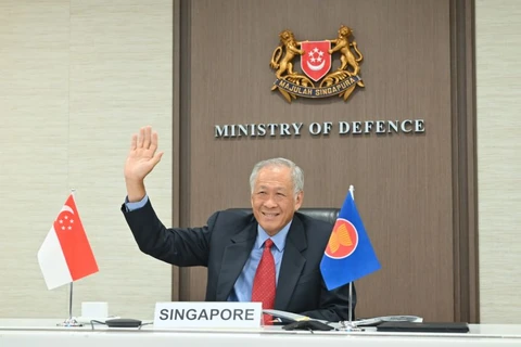 Bộ trưởng Quốc phòng Singapore Ng Eng Hen tham dự ADMM-15 vào ngày 15/6/2021. (Nguồn: straitstimes.com)