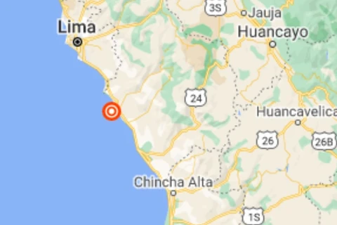 Tâm chấn của trận động đất cách thủ đô Lima khoảng 100km về phía Nam. (Nguồn: earthquake.usgs.gov)