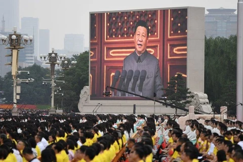 Tổng Bí thư-Chủ tịch nước Trung Quốc Tập Cận Bình phát biểu tại Quảng trường Thiên An Môn ở thủ đô Bắc Kinh. (Nguồn: bbc.com)