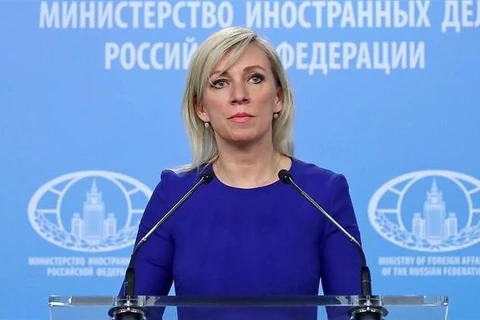 Người phát ngôn Bộ Ngoại giao Nga Maria Zakharova tại một cuộc họp báo ở Moskva. (Ảnh: TASS/TTXVN)