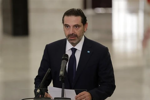 Ông Saad al-Hariri phát biểu sau khi được Tổng thống Lebanon chỉ định làm Thủ tướng để thành lập Chính phủ mới, tại Beirut ngày 22/10/2020. (Ảnh: AFP/TTXVN)
