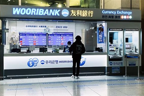 Một quầy dịch vụ đổi tiền tại sân bay Incheon (Hàn Quốc). (Ảnh: Anh Nguyên/TTXVN)