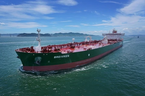 Tàu chở dầu loại A-Max, trong một bức ảnh do Samsung Heavy cung cấp. (Nguồn: koreabizwire.com)